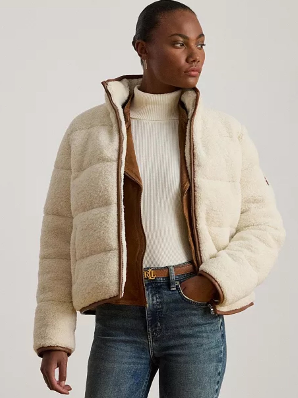 New! Black Label Lauren Ralph Lauren Teddy Puffer Sherpa Jacket size M